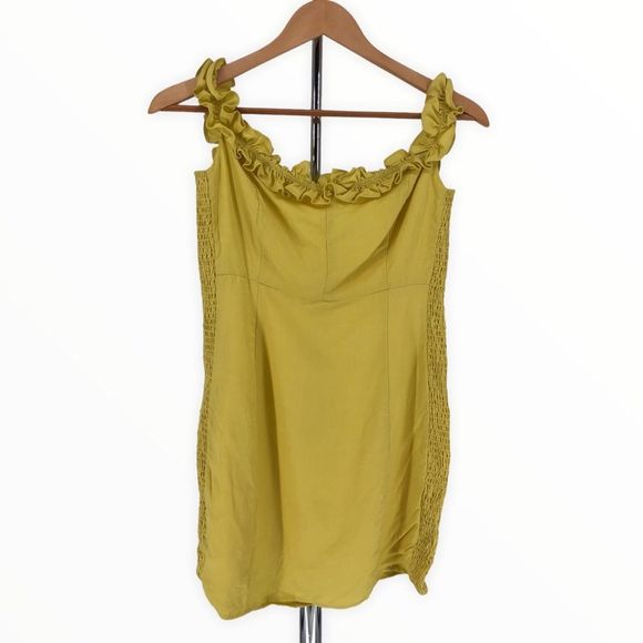 ASTR the Label Renata Yellow Lemon Ruffle Off Shoulder Mini Dress size Large - Picture 3 of 12